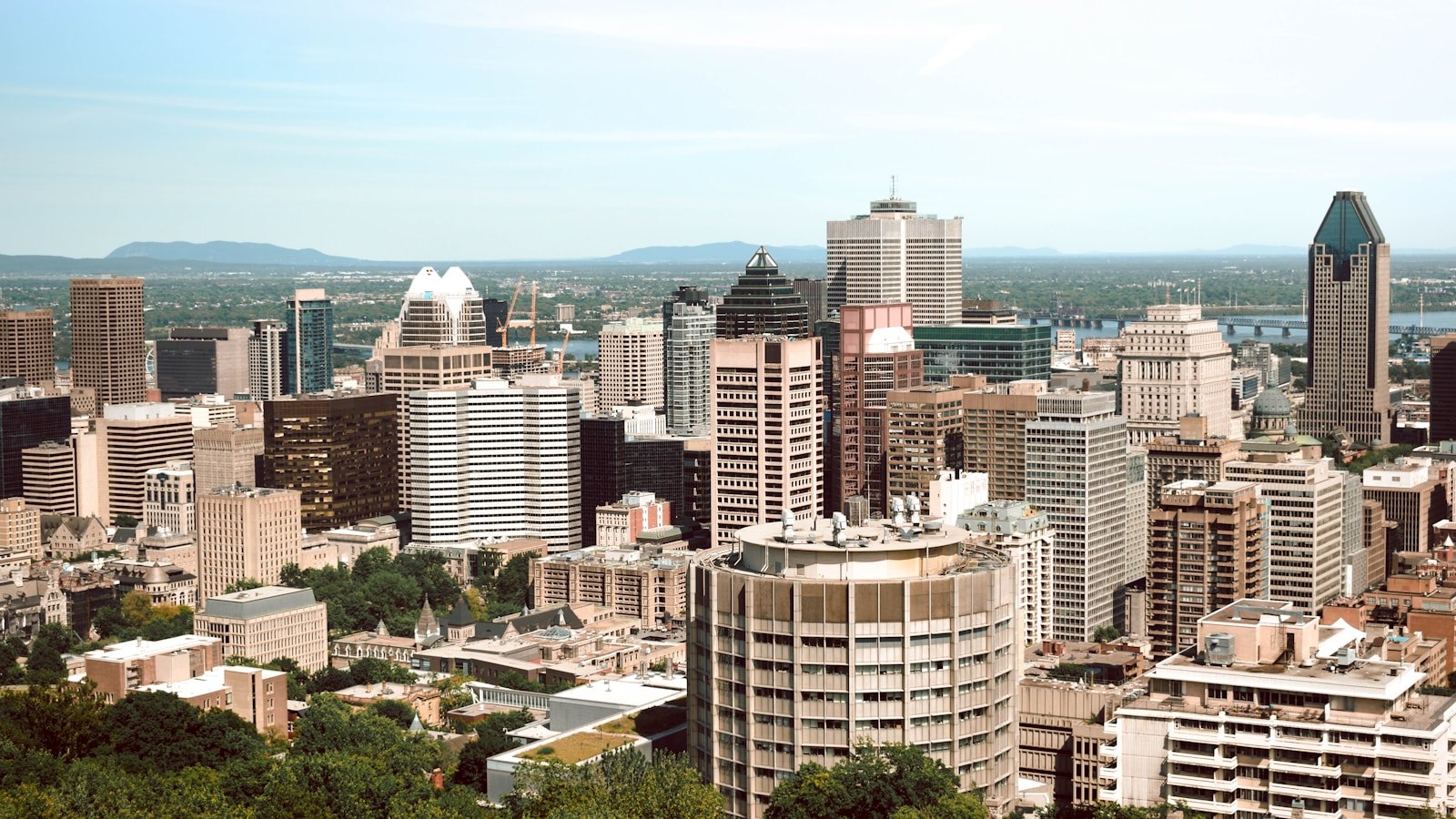 Downtown Montreal towers seen from above