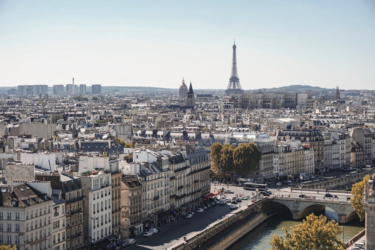 Paris rooftops seen from above